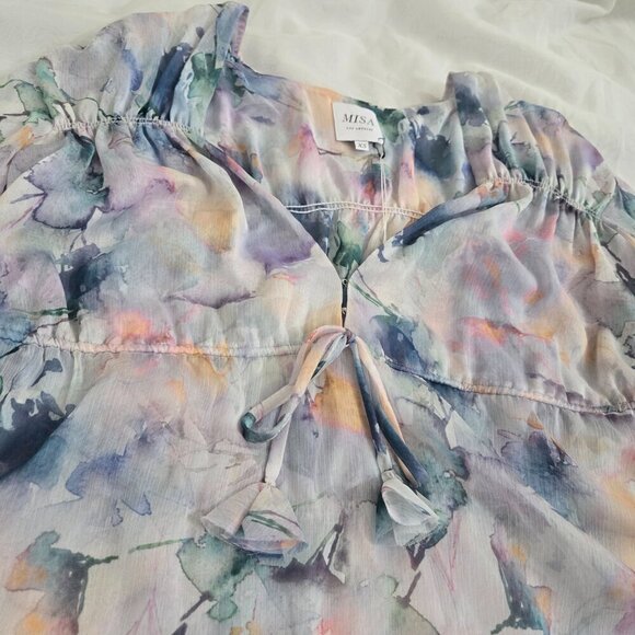 NEW Misa Los Angeles Floral Print Sheer Long Sleeve Blouse Size XS - Picture 8 of 10